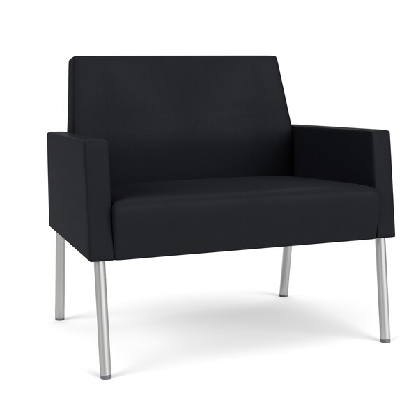 Lesro Mystic Lounge Reception Bariatric Chair, Silver, MD Black Upholstery ML1401 - main